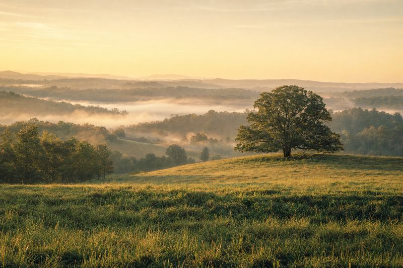 Warm morning light over open Georgia fields